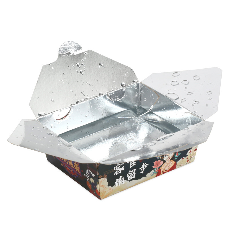 Custom insulated aluminum foil fried chicken packing box fried snack takeaway lunch box for restaurant (2)