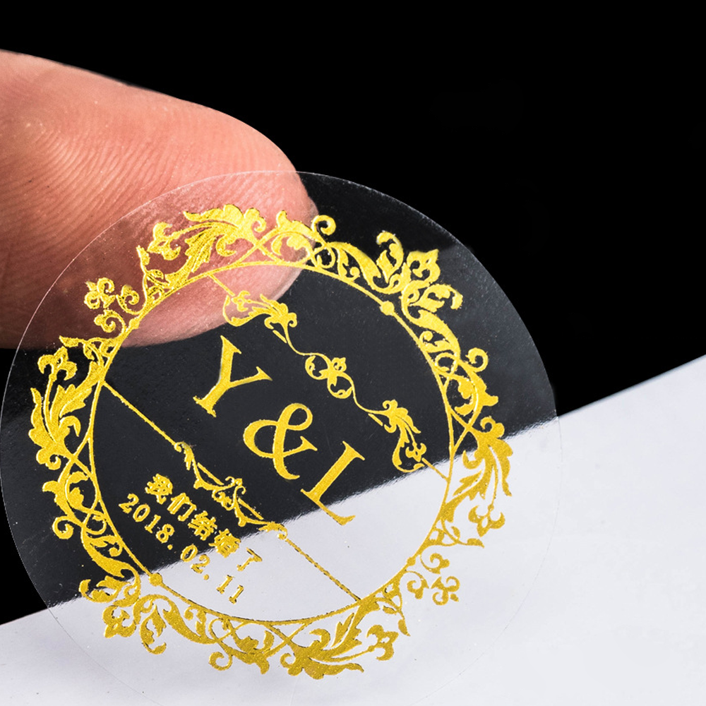 Pegatinas de etiquetas transparentes personalizadas con nombre, logotipos  de boda, pegatinas impermeables de pestañas - AliExpress