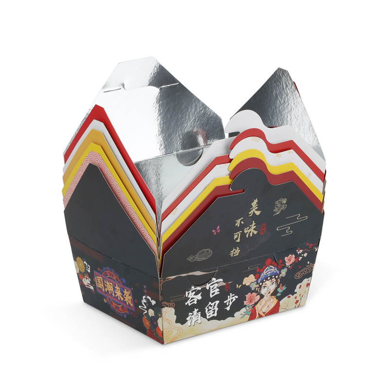 Custom insulated aluminum foil fried chicken packing box fried snack takeaway lunch box for restaurant (4)