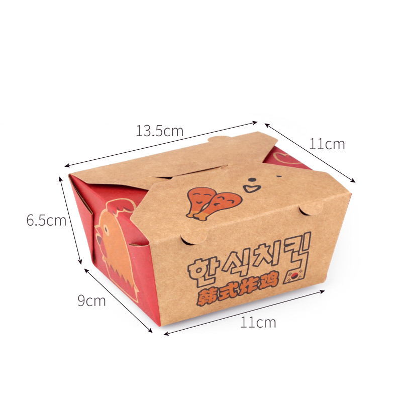 Custom one-time barbecue takeaway Kraft paper fried chicken food lunch box for restaurant (8)
