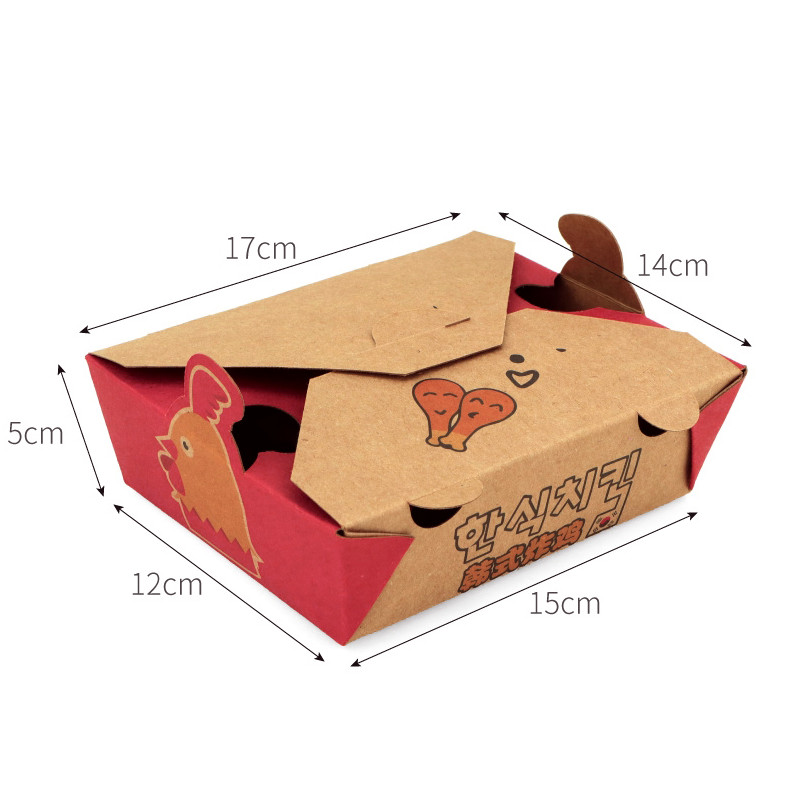 Custom one-time barbecue takeaway Kraft paper fried chicken food lunch box for restaurant (9)